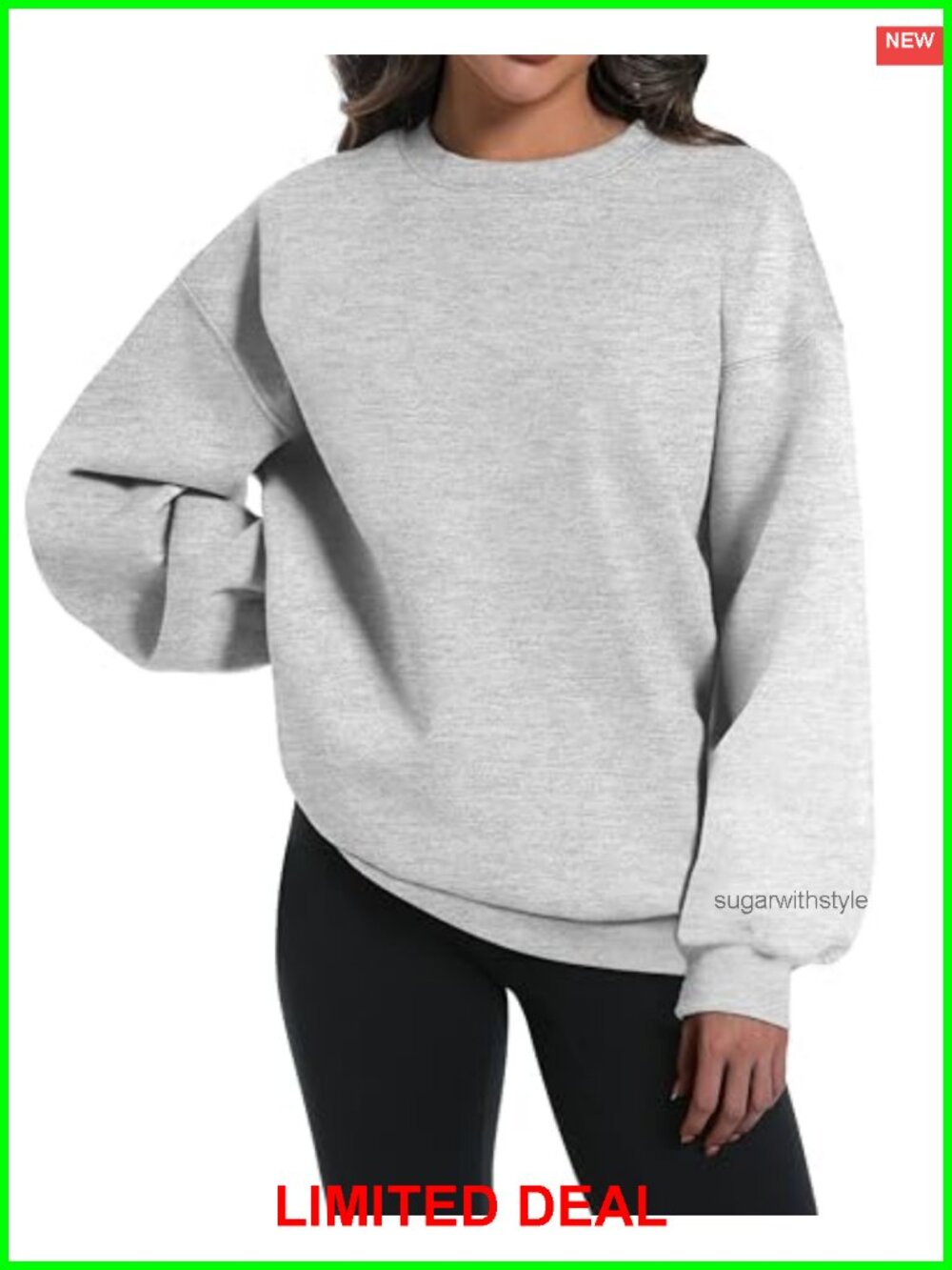 Oversized Crewneck Sweatshirt Long Sleeve Fleece Lined Pullover Cozy Fall
